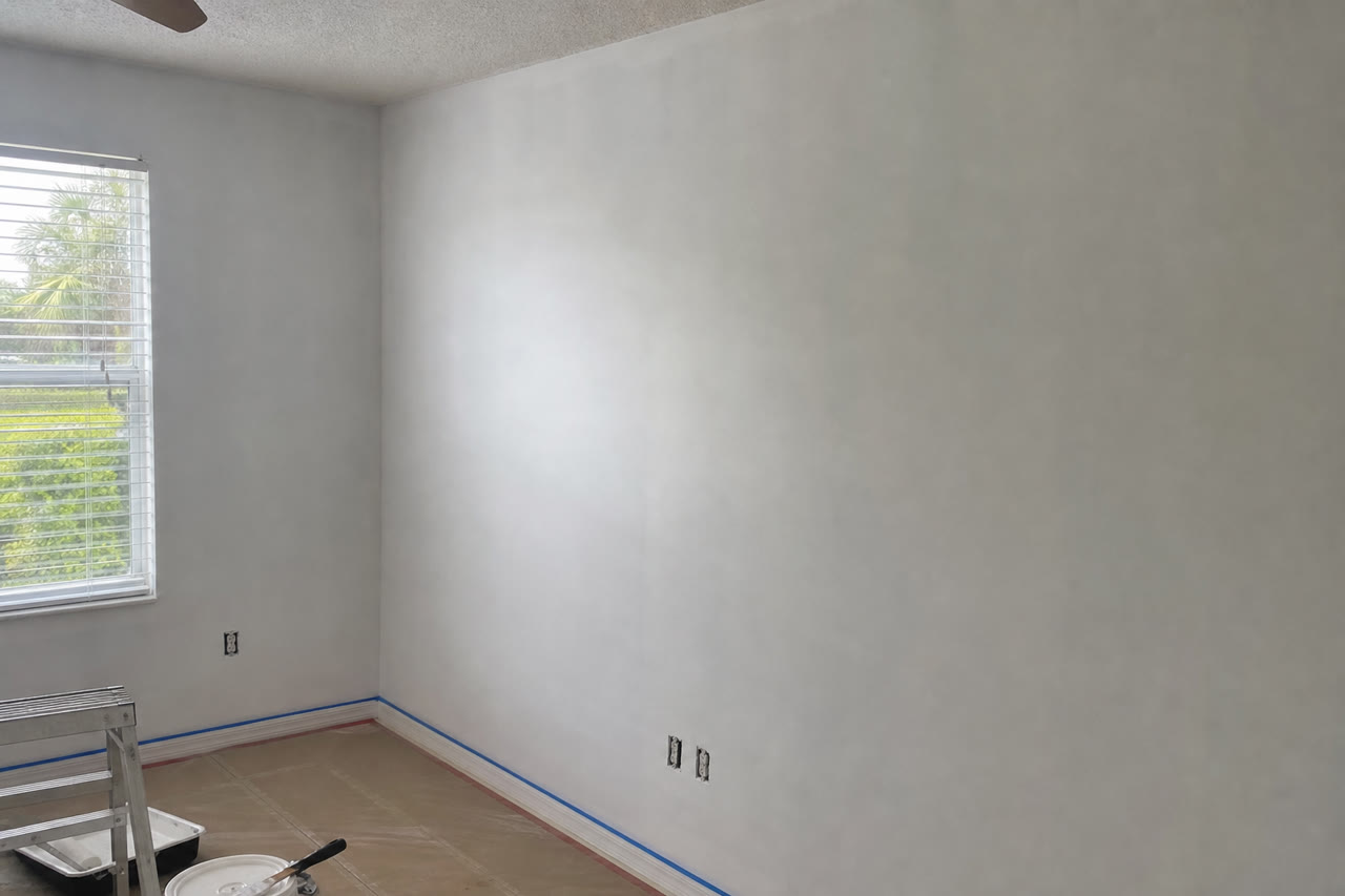 Finished smooth drywall repair ready for paint in Brevard County
