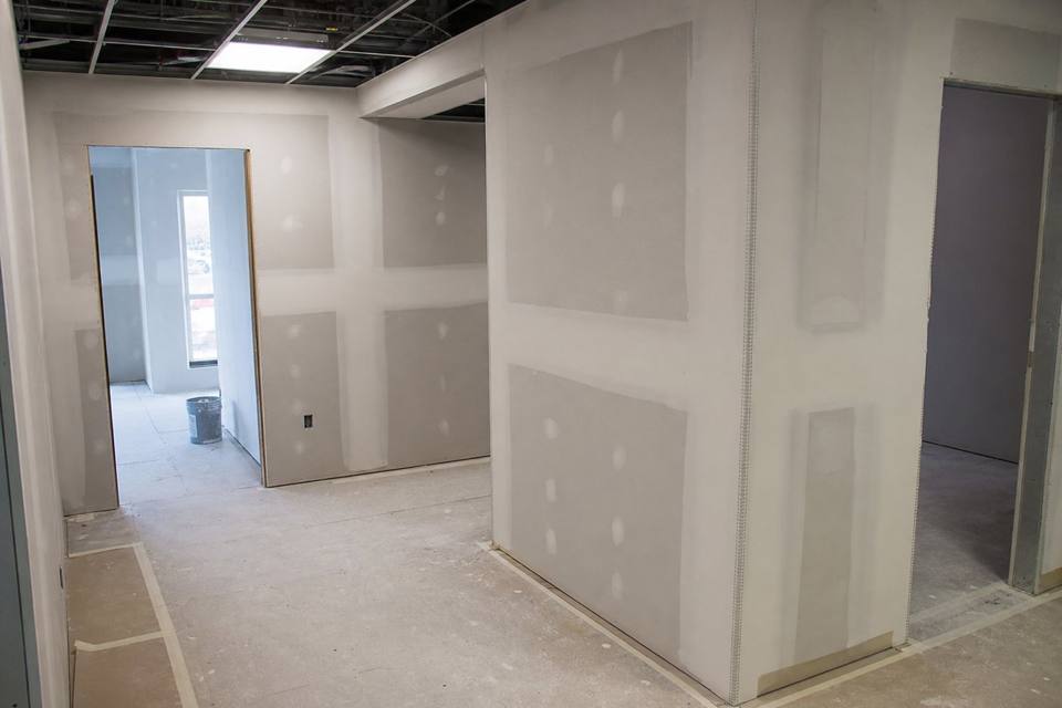Drywall corner bead and finish detail in Brevard County